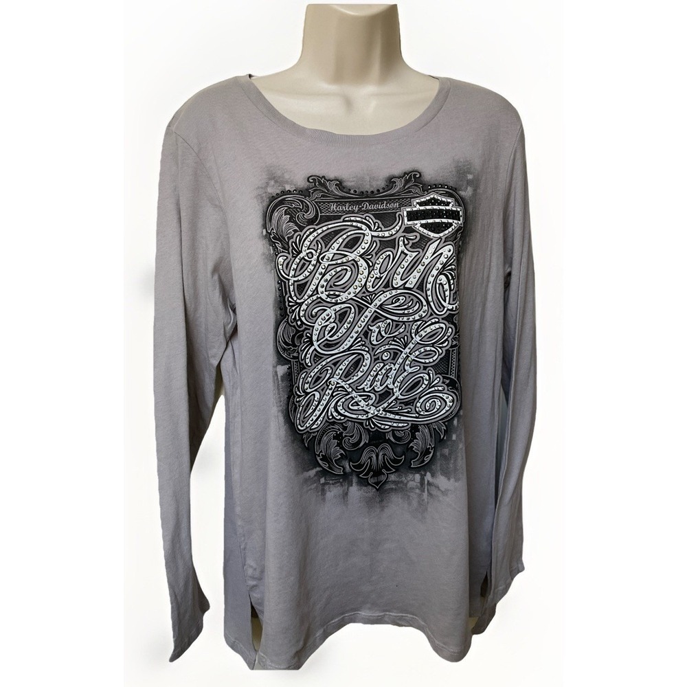 Harley Davidson Long Sleeve T Born To Ride‎ Studs Y2K Fort Ann Ny McDermott's